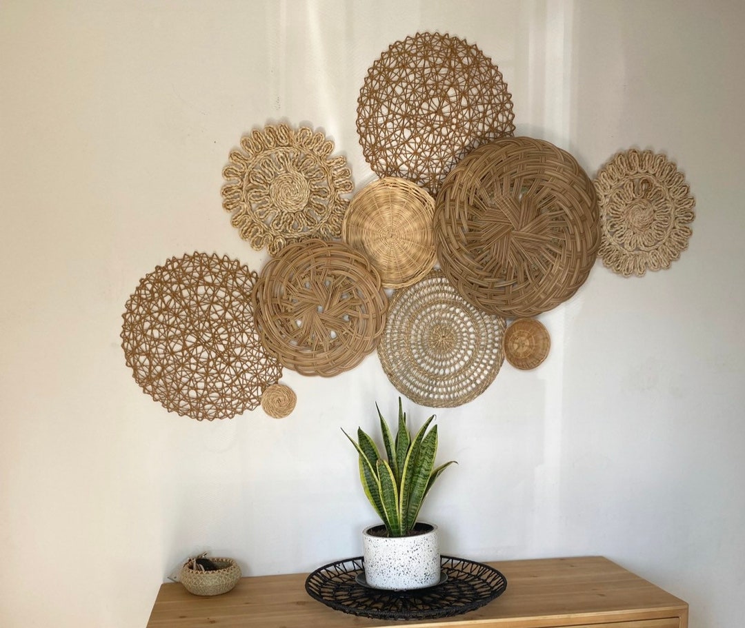 Boho Basket Wall Set Wall Hangings Bohemian Decor Bedroom Etsy