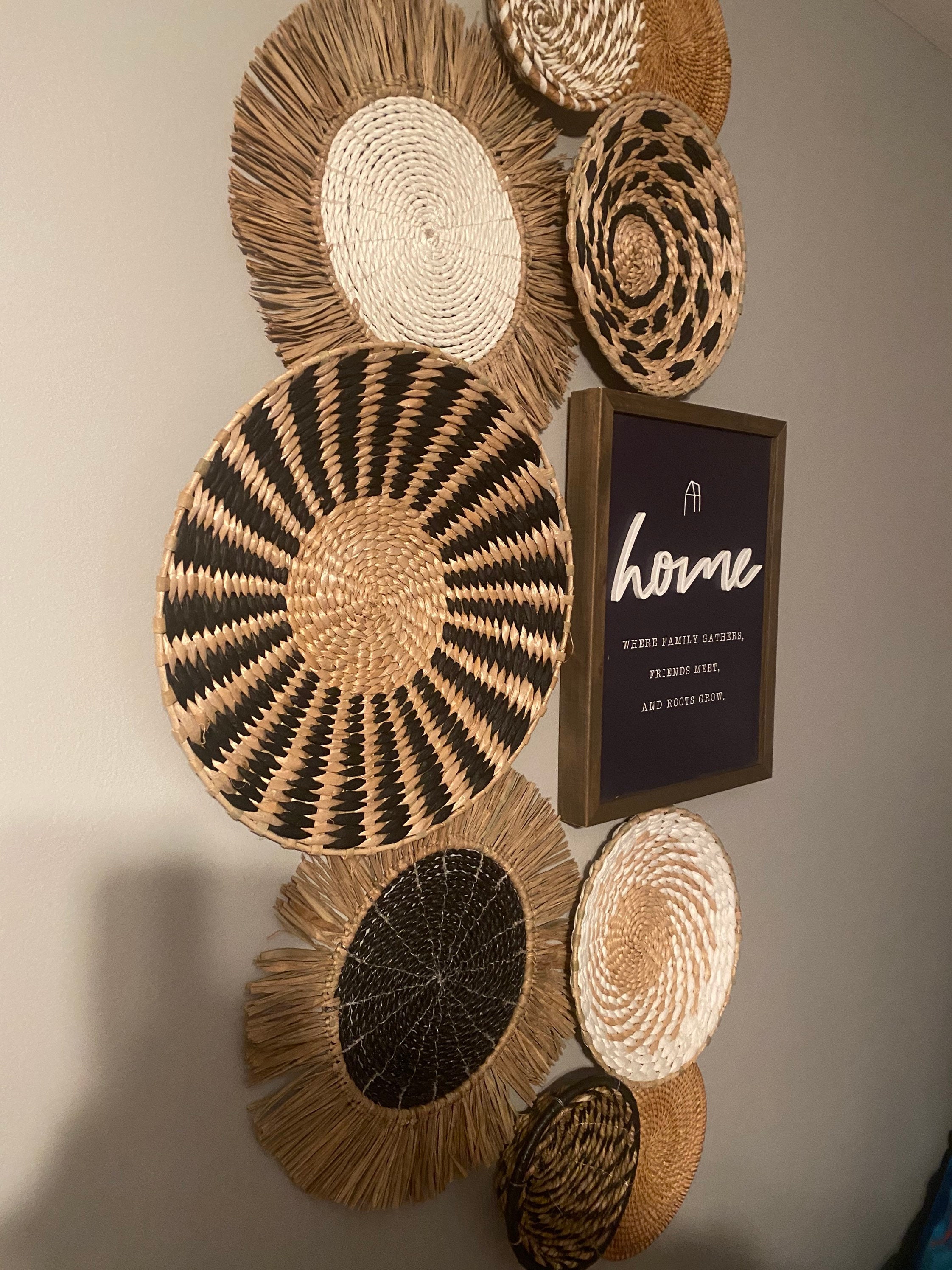 Boho Wall Basket Set Boho Basket Wall Wall Decor Farmhouse Etsy