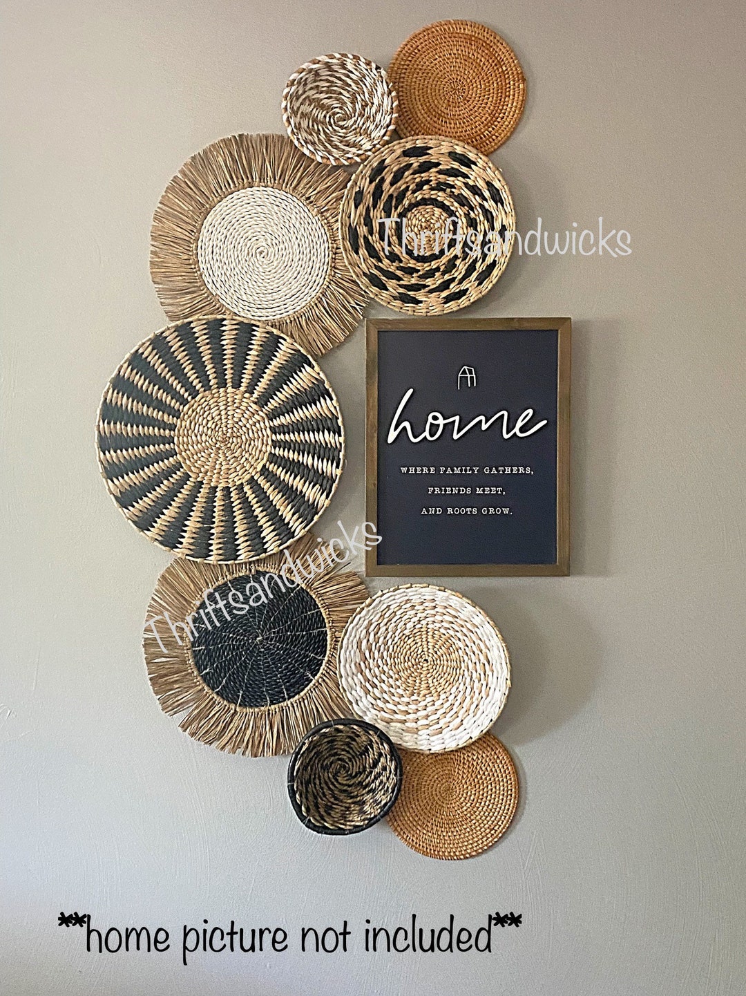 Boho Wall Basket Set, Boho Basket Wall, Wall Decor, Farmhouse Wall