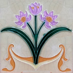 Azulejo de chimenea de pared de cerámica Art Nouveau #0008am
