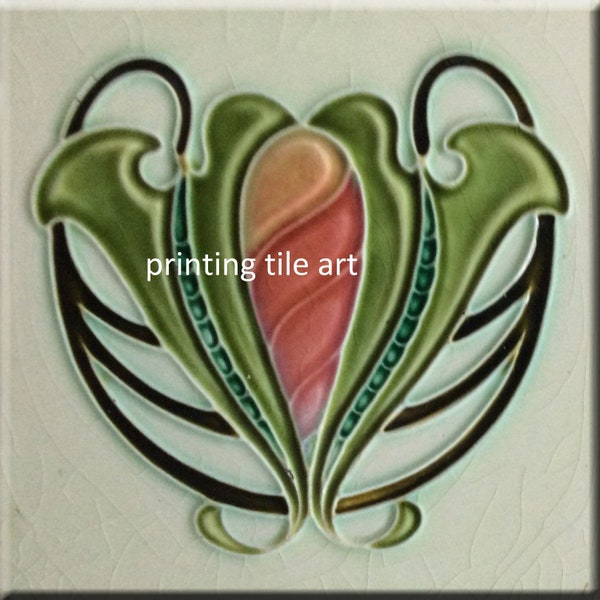 Art Nouveau Ceramic wall fireplace tile #0182a