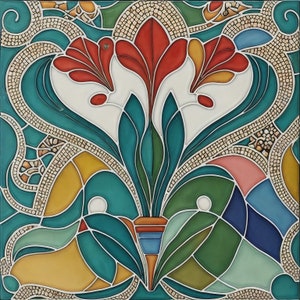 Art Nouveau Ceramic wall fireplace tile #0361