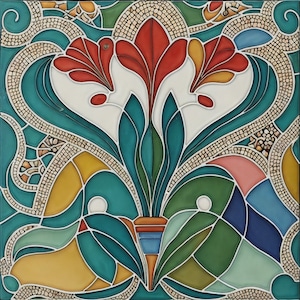 Azulejo de cerámica para chimenea de pared Art Nouveau n.° 0361
