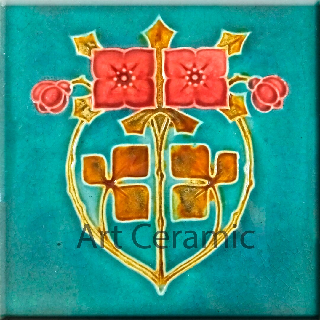 Art Nouveau Ceramic Wall Fireplace Tile 0188 Etsy