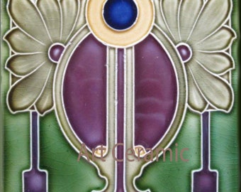 Art Nouveau Ceramic wall fireplace tile #0228