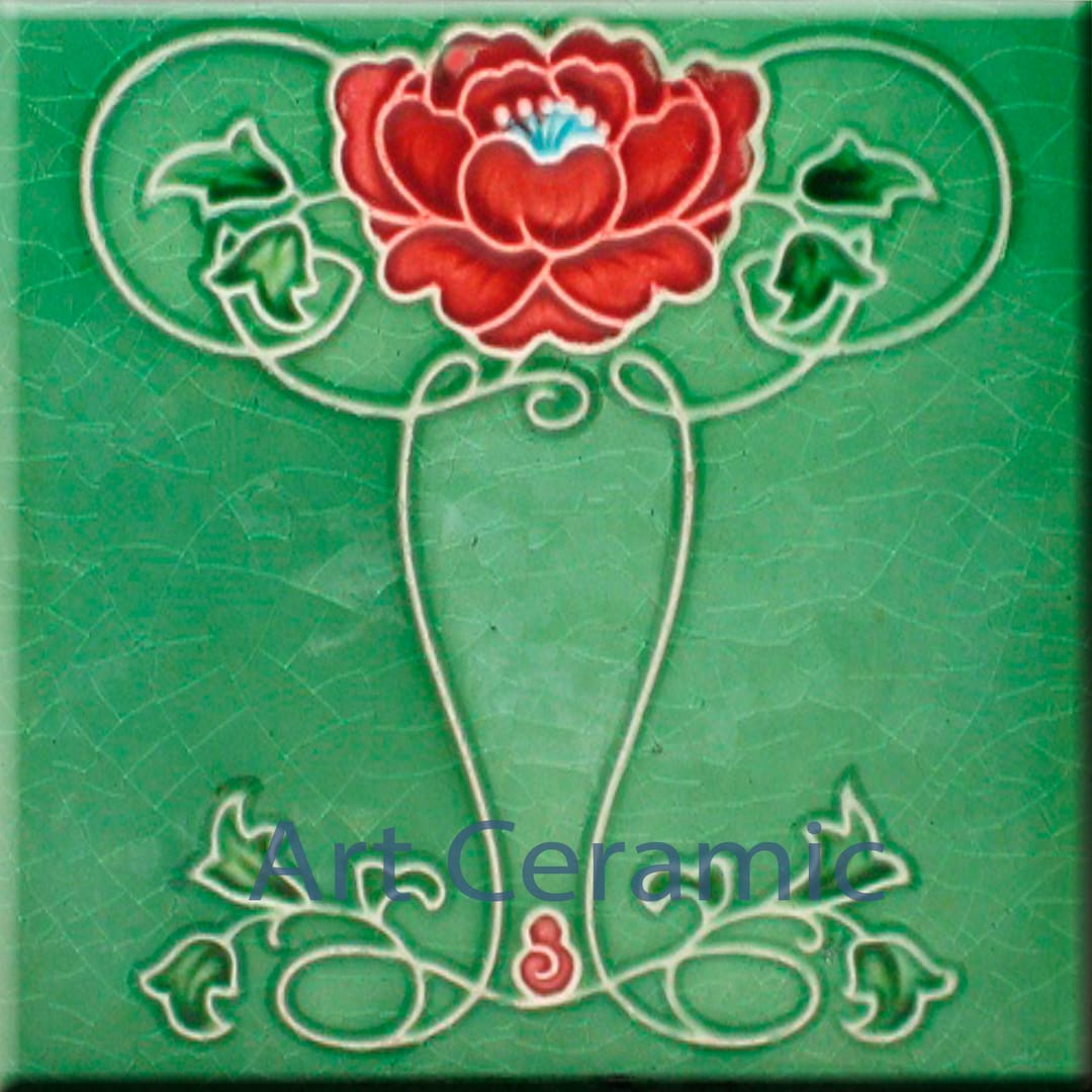 Art Nouveau Ceramic Wall Fireplace Tile 0207 Etsy