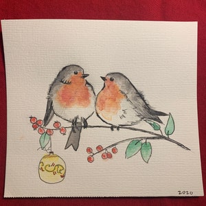 5x5 Rotkehlchen Aquarell Malkarte