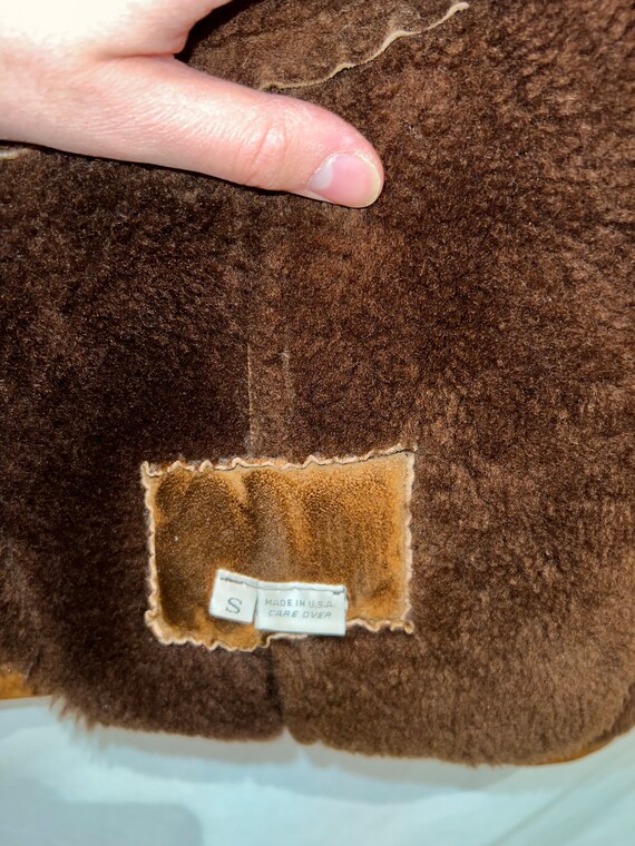 Teddy Bear Vintage Nubuck Shearling Coat - Chocol… - image 6