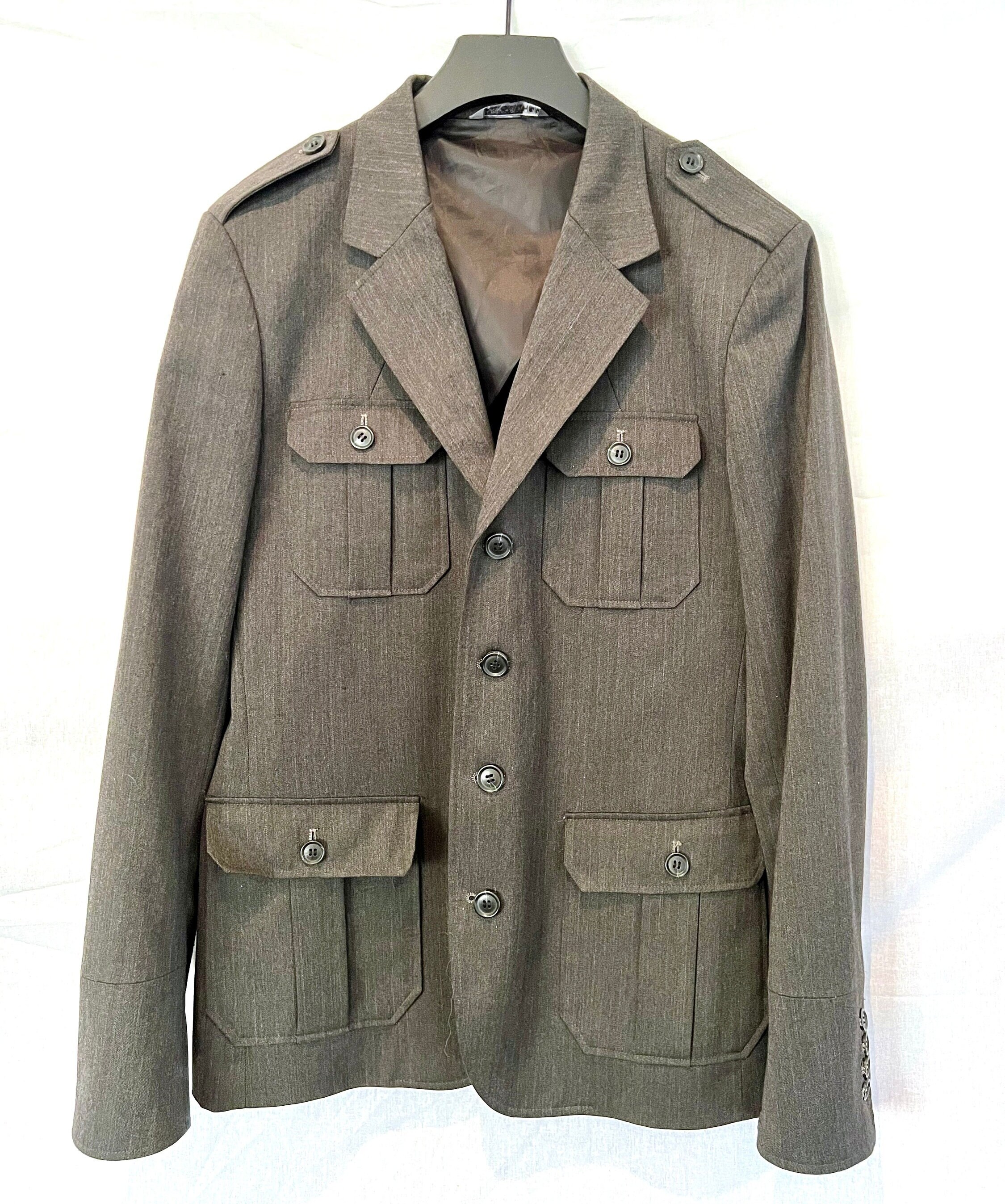 H M vintage Veste blazer homme militaire steampunk conducteur Gris fonce Junya Watanabe Comme Des Garcons Quatre poches Boutonne 38 Etsy France