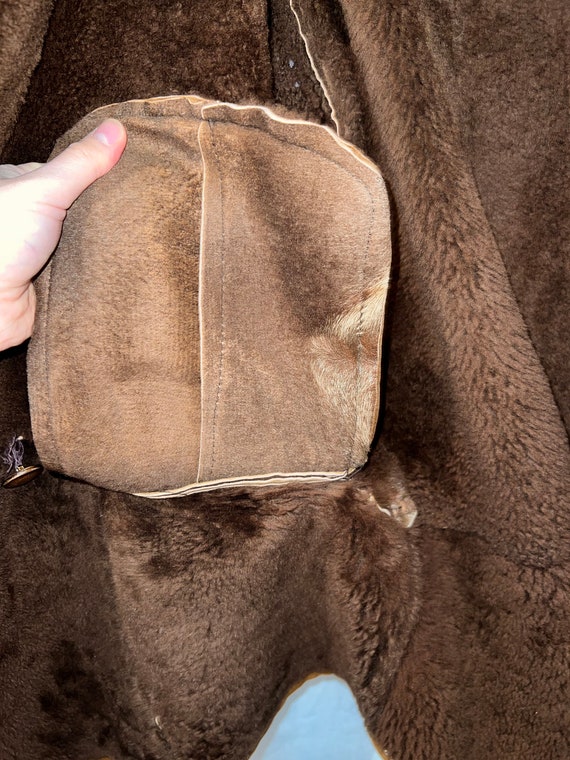 Teddy Bear Vintage Nubuck Shearling Coat - Chocol… - image 7
