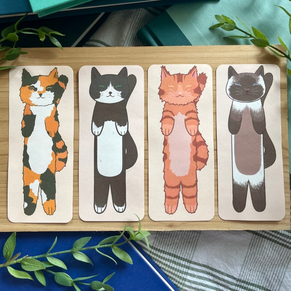 Cute Cat Bookmarks, Siamese Calico Tuxedo and Orange Tabby Cat Handmade Bookmarks, Cat Lover Gift, Book Lover Gift