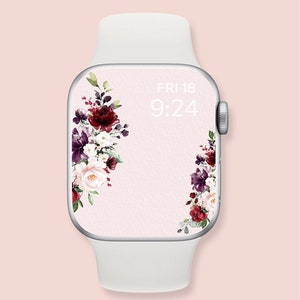Ästhetisches Apple Watch Wallpaper, rosa Blumen, Smart Watch Hintergrund, Apple Watch Floral, sofort download digital