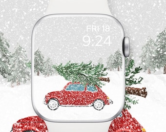 Christmas Apple Watch Wallpaper Car With Tree Digital Download