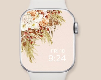 Aesthetic Apple Watch Wallpaper, floral smart watch background, Apple watch face, Apple watch wallpaper, apple watch face flowers