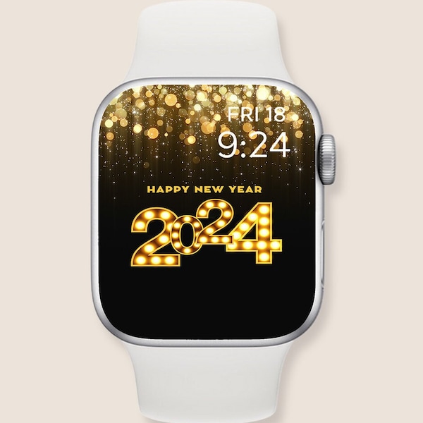 Aesthetic New Year Apple Watch Wallpaper,  Happy New Year 2024 apple watch face, New Year smart watch background,  Instant digital Download