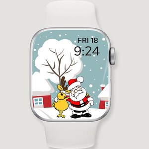 Christmas Apple Watch Wallpaper, Santa and Rudolph watch background, Winter, Cute Christmas Apple Watch Face, Instant Digital Download