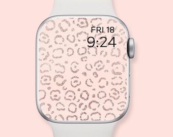 Rose Gold Leopard Print Apple Watch Wallpaper Digitaler Download Smartwatch Hintergrund Zifferblatt