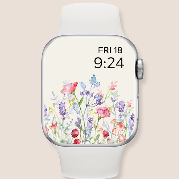 Aesthetic Apple Watch Wallpaper, wildflower smart watch background, Apple watch face, Apple watch wallpaper spring, apple watch face floral