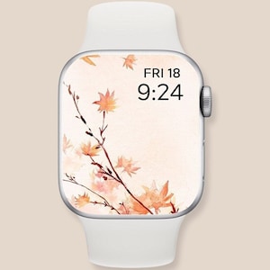 Ästhetischer Hintergrund für die Apple Watch, Herbstlaub, Apple Watch Hintergrund, Apple Watch Wallpaper Herbst, sofortiger Download