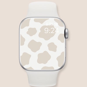 Ästhetischer Bildschirm der Apple Watch, neutraler Kuhflecken, Smart Watch Hintergrund, Apple Uhrengesicht foral, Apple Watch Wallpaper neutral