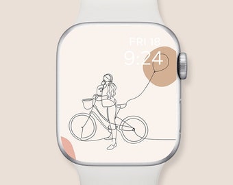 Aesthetic Apple Watch Wallpaper, line art smart watch background, Apple watch face, Apple watch wallpaper modern minimalist