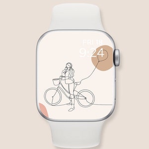 Aesthetic Apple Watch Wallpaper, line art smart watch background, Apple watch face, Apple watch wallpaper modern minimalist