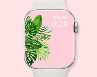 Tropical Apple Watch Wallpaper Botanical Smart Watch Face Digital Download