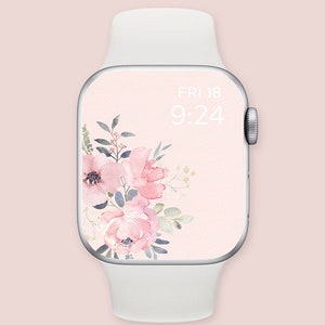 Aesthetic Apple Watch Wallpaper, Pink floral smart watch background, Apple watch face, Apple watch wallpaper spring, apple watch face floral