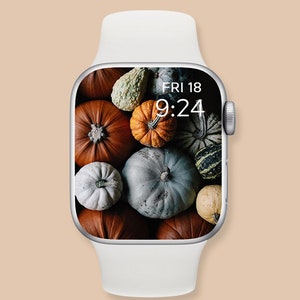 Ästhetischer Hintergrund für die Apple Watch, Kürbis, Smart Watch Hintergrund, Apple Watch Gesicht, Apple Watch Wallpaper Herbst, Apple Watch Kürbis