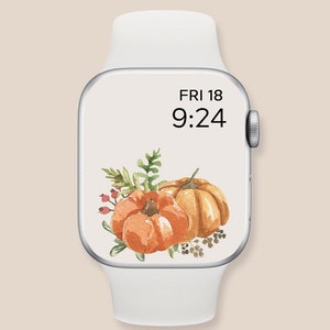 Aesthetic Apple Watch Wallpaper, smart watch background, Apple watch face, Apple watch wallpaper watercolor pumpkin, apple watch face autumn