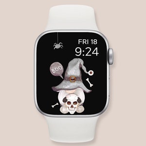 Aesthetic Apple Watch Wallpaper Halloween Gnown, Halloween Gnown smart watch background, Apple watch face Holloween Gnown, black background