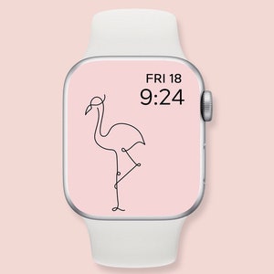 Apple Watch Apple Hintergrund, Flamingo Linie Kunst, Apple Watch Sommer, Apple Watch Wallpaper modern Minimalist, 3D Design