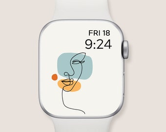Aesthetic Apple Watch Wallpaper, line art smart watch background, Apple watch face, Apple watch wallpaper modern minimalist