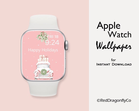 Pink Christmas Apple Watch Wallpaper Mistletoe Car Instant