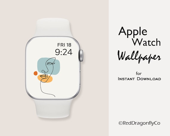 Aesthetic Apple Watch Wallpaper, Line Art Smart Watch Background