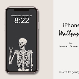 Halloween iPhone wallpaper,  Halloween skeleton phone home screen, phone background, Funny skeleton iPhone lock screen, instant download