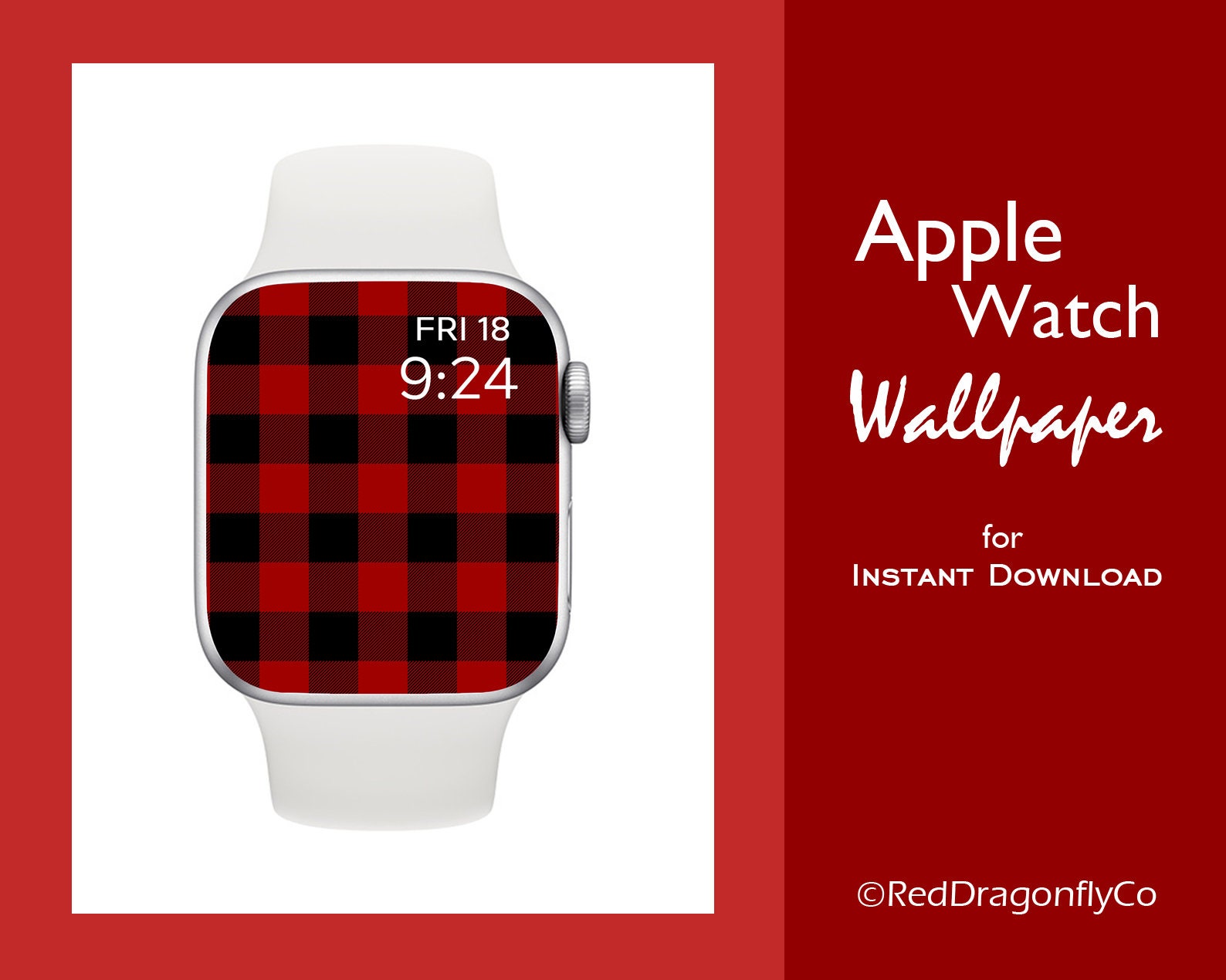 Apple Watch Wallpaper Black and Red Buffalo Check Plaid - Etsy