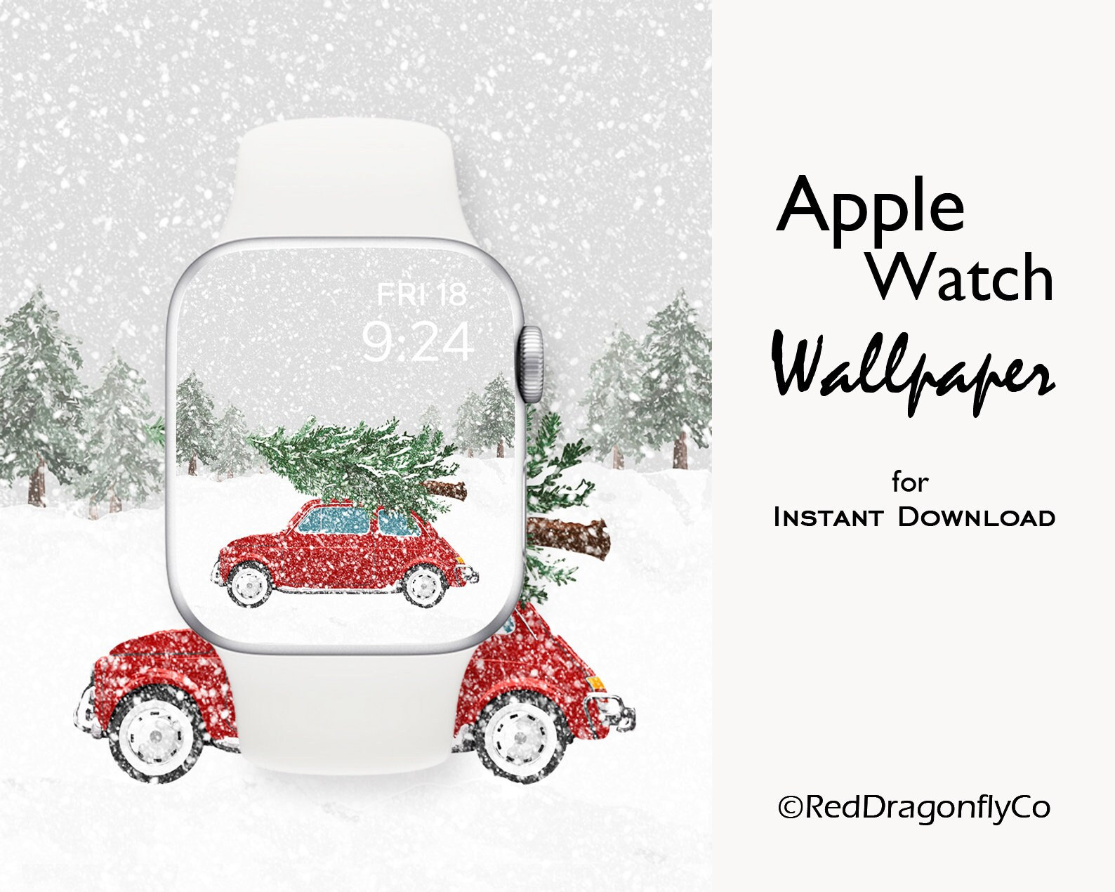 Christmas Apple Watch Wallpaper Car With Tree Digital Download