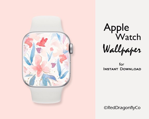 ピンクの花柄のApple Watch壁紙 水彩画 春 デザイン デジタル 