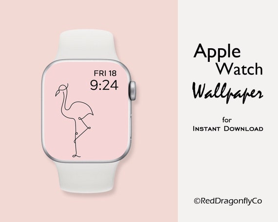 Aesthetic Apple Watch Wallpaper flamingo line art smart watch background Apple watch face summer Apple watch wallpaper modern minimalist