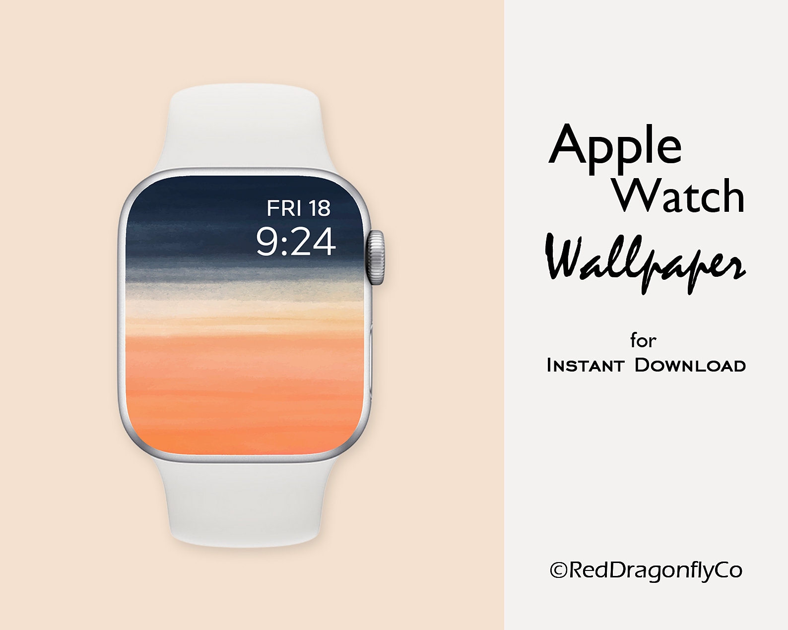 Aesthetic Apple Watch Wallpaper Blue and Orange Ombre Smart Etsy