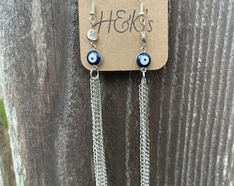 Pendientes de araña de mal de ojo con cadenas