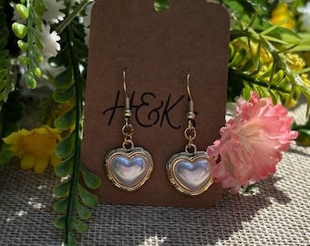 Pendientes colgantes de corazón de perla