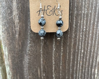 Pendientes colgantes de jaspe copo de nieve