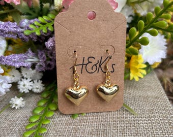 Pendientes de corazón chapados en oro