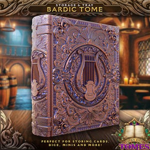 Tomos de FatesEnd - Tomo bárdico - Bandeja para dados - Caja para cartas - Caja para guardar cartas - Cierre magnético - Caja para mazos