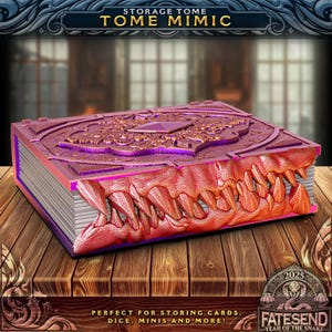 Tomos de FatesEnd - Tomo Mímico - Bandeja de Dados, Caja de Cartas, Caja de Almacenamiento - Cierre Magnético - Caja de Mazo