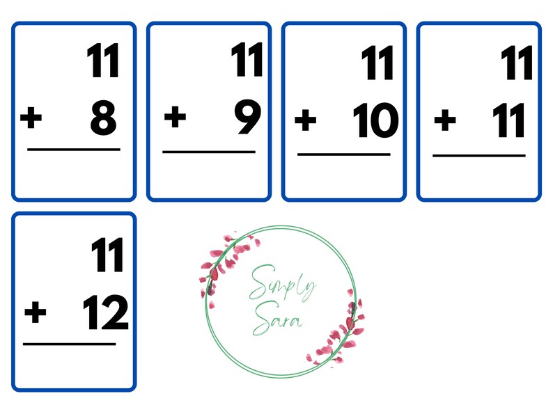 Addition Flash Cards INSTANT DOWNLOAD Kindergarten First Grade Etsy