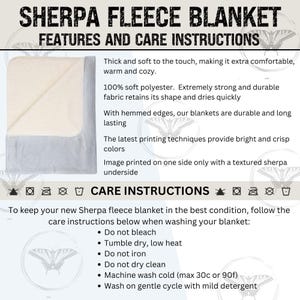 Decken Mockup PNG Pflegehinweise, Sherpa Fleece Decke Waschanleitung, Besonderheiten, Print on Demand, POD Mockup, Blanket MockUp