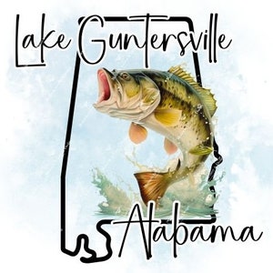 Clipart Lake Guntersville | Meren van Alabama | Vaderdag | Cadeau voor papa | Visserij-clipart | Lake Life | PNG | Digitale download